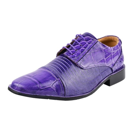 LIBERTYZENO Mens Oxford Formal Dress Shoes For Adult Male  Purple