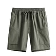 thumbnail image 2 of Men's Quick Dry Cargo Shorts, Elastic Drawstring Waist with Multiple Zipper Pockets, Lightweight Casual Hiking Shorts for Men Stretchy Breathable Army Green XL, 2 of 5