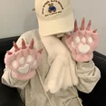 thumbnail image 4 of Guantes de gato Kawaii para mujer, mitones de felpa de pata de garra de gato, cálidos, suaves, sin dedos, gruesos, Invierno, 4 of 5