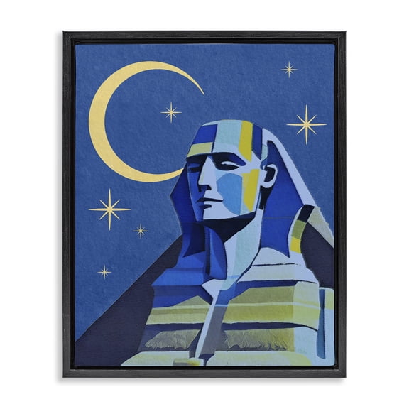 Stupell Industries Eclectic Sphinx with Moon Black Floating Frame Canvas Art, 17 x 21, by Lil' Rue