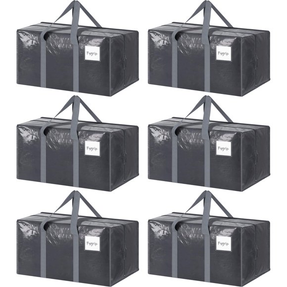 Bolsas de mudanza FYGRIP extra resistentes, grandes, paquete de 6, color gris