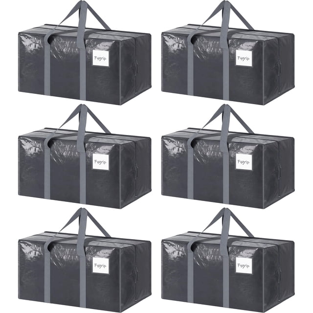 Bolsas de mudanza FYGRIP extra resistentes, grandes, paquete de 6, color gris