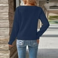 thumbnail image 4 of Women's Puff Sleeve Knitted Pullover Sweater, Long Sleeve Solid Color Top with Hollowed-Out Sleeves and Lightweight Comfort for Fall Season Casual Outfits, Daily Wear and Easy Care Fashion Navy M, 4 of 6