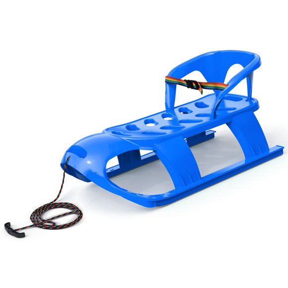 ArcticThrill Snow Sled for Kids - SnowCruise Sledge - Toboggan with Pull Rope, Backrest and Safety Belt; Outdoor Plastic Winter Sleigh for Toddlers & Kids