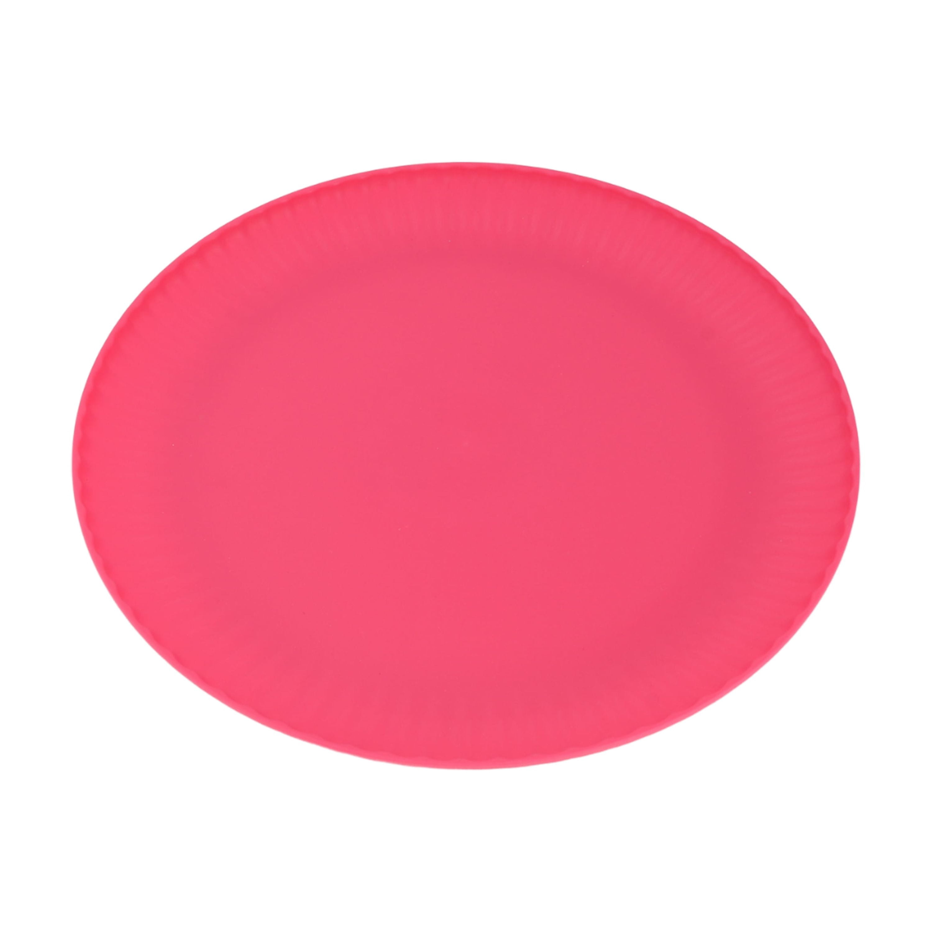 Mainstays - Fuchsia Pink Round Plastic Plate, Ribbed, 10.5 inch