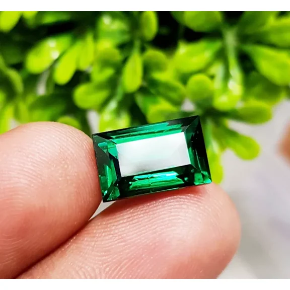 Green Garnet 10.70 CT Emerald Shape Lab-Created Glass Filled Loose Gemstone