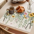 thumbnail image 3 of Sunflower Placemats Set of 4 Rustic Summer Botanical Eucalyptus Leaf Place Mats Indoor Wipeable Table Mats Washable Cloth Dining Table Placemats for Kitchen Holiday Party Home Decor 13x19 Inch, 3 of 9
