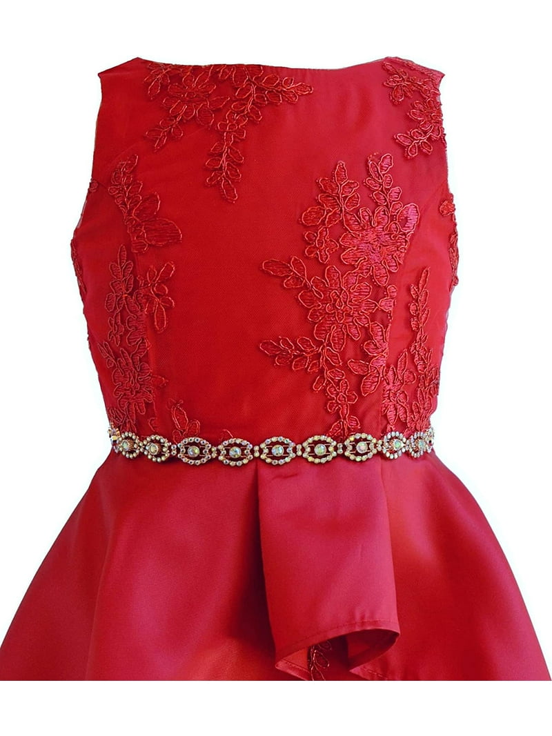 sachin and babi light blue dress Rare Editions Girls 7-16 Embroidered Mesh Mikado Wrap Skirt Holiday Dress  (Red 14)