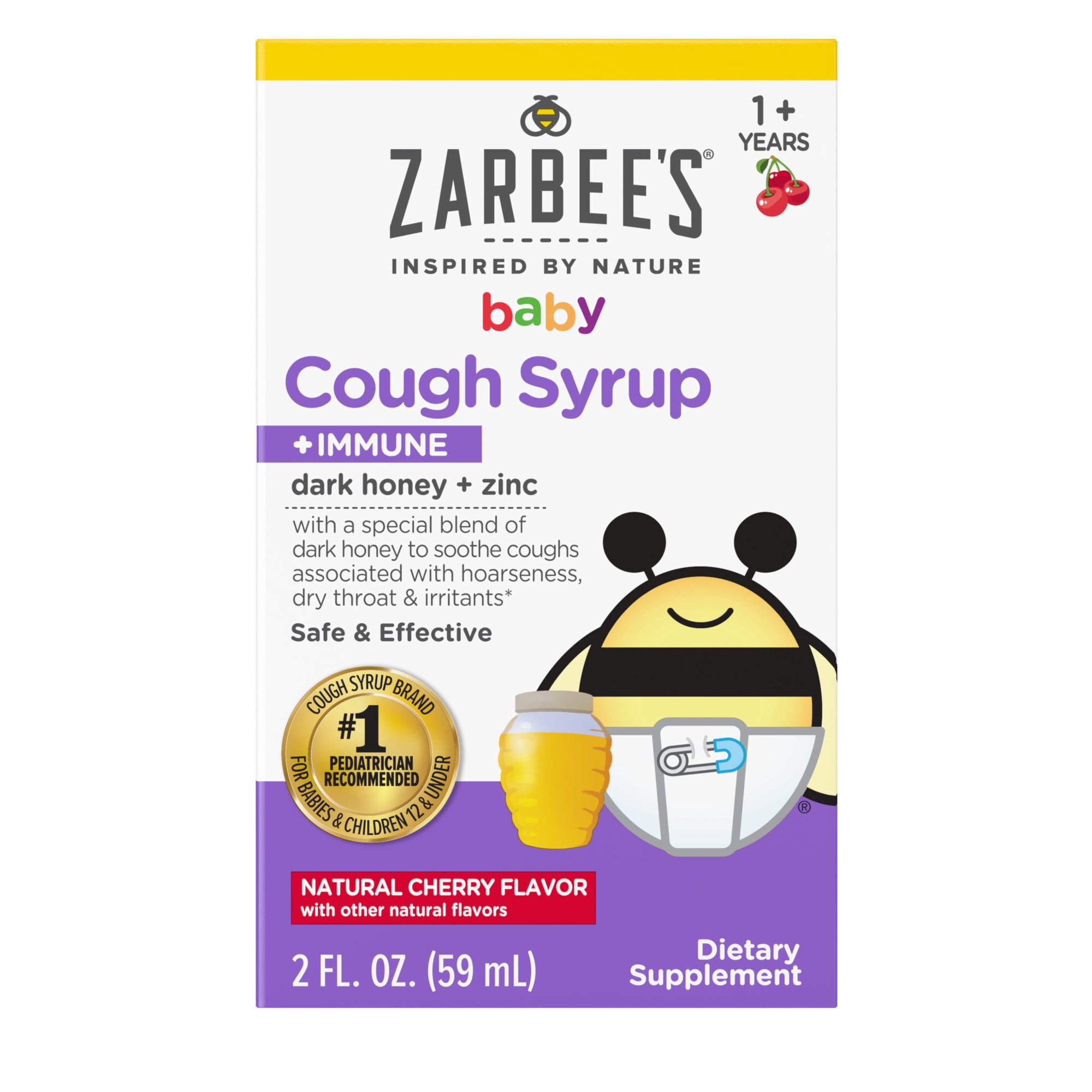 Zarbee's Baby Cough Syrup + Immune, Natural Cherry Flavor, 2 Fl oz