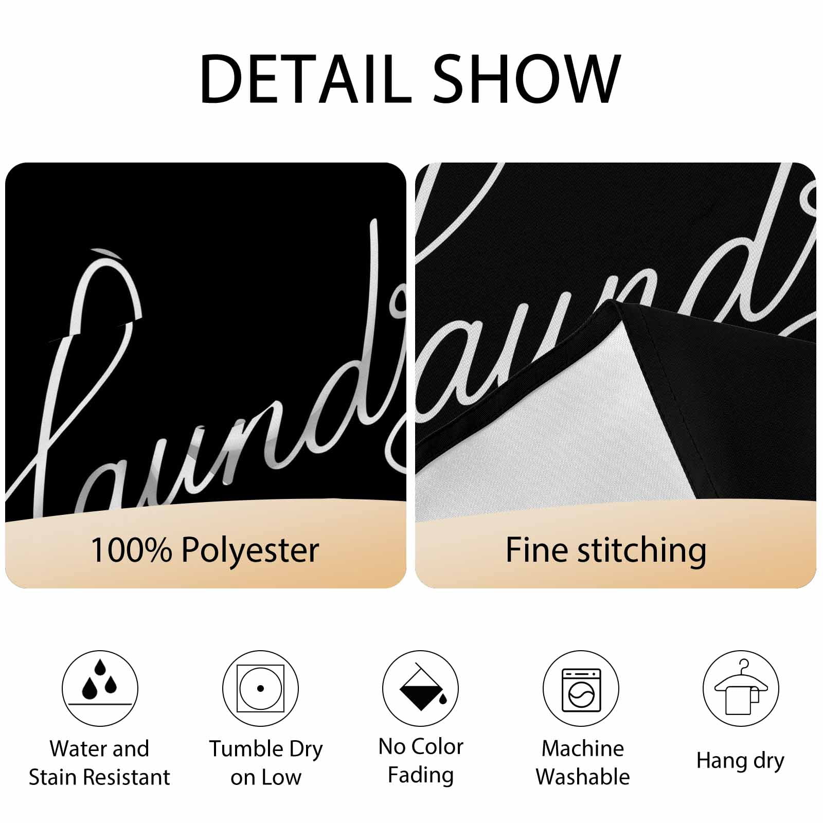Round Tablecloth Laundry Room Waterproof Oil Proof Polyester Table Cloth Cover Decor for Home Dining Outdoor,Patio,Parties, 54" Dia. Black