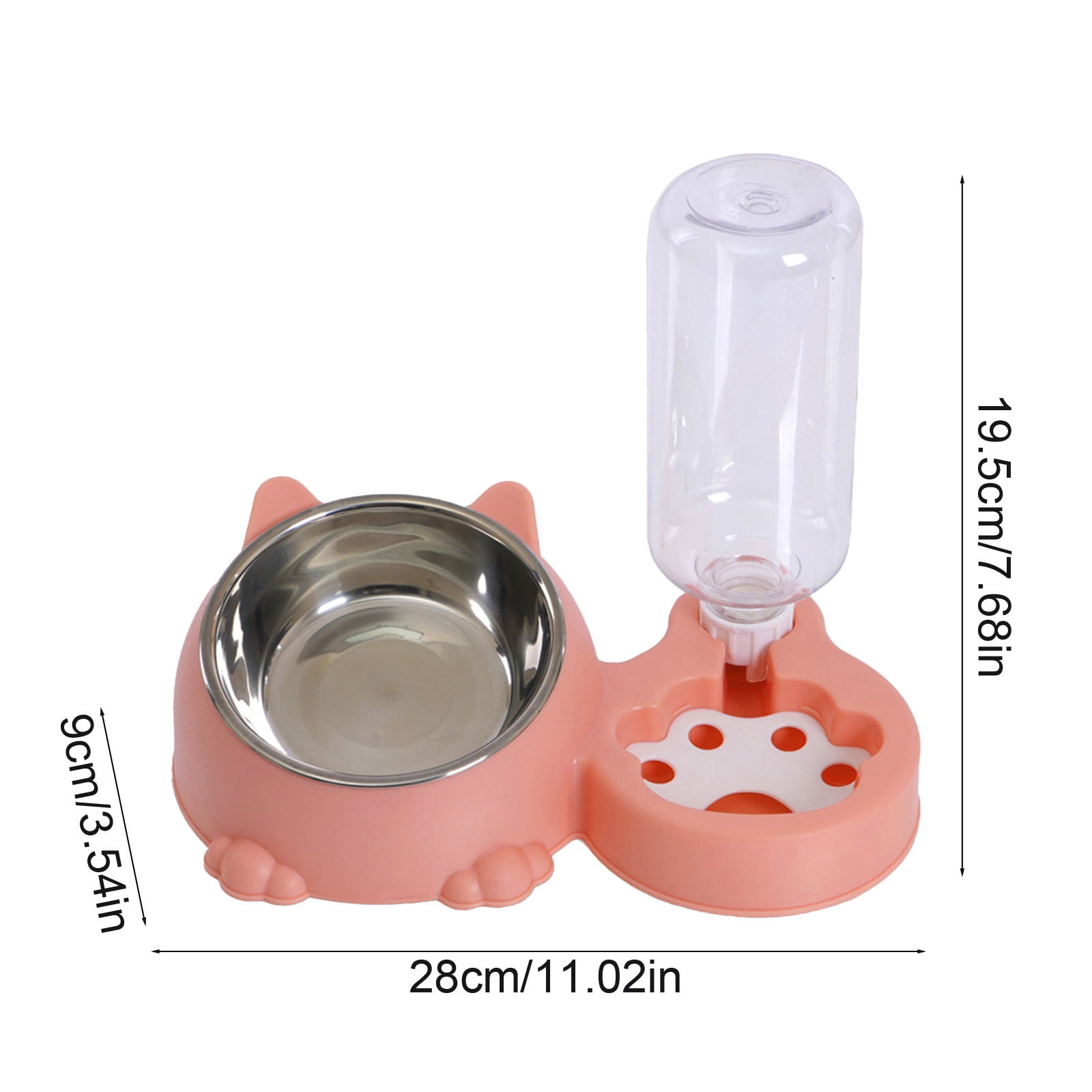 Pink Pet Water And Food Dispenser Pink Stainless Steel Removable Bowl For Cats Dogs Automatic Feeder