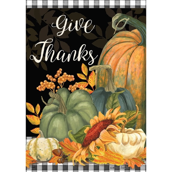 Briarwood Lane Fall Thanksgiving Garden Flag 12x18 For Outdoor Checkered Give Thanks Primitive For Thanksgiving Garden Flag Flags For Outside