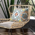 thumbnail image 2 of Amrita Sen Designs  28 x 28 in. Venetian Flower Paisley Duo Broadcloth Indoor & Outdoor Blown & Closed Pillow - Light Blue & White, 2 of 5