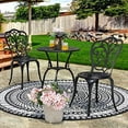 thumbnail image 3 of NUU GARDEN Bistro Set 3 Piece Outdoor All Weather Cast Aluminum Patio Bistro Set Patio Table and Chairs Set of 2 with Umbrella Hole for Backyard, Balcony, Front Porch, Lawn, Black, 3 of 6