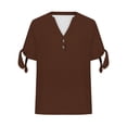 thumbnail image 4 of Shirts for Women Spring/Summer V Tie Button Side Sleeve fork Loose Casual Short Sleeve T Shirt Soft Polyester Lightweight Breathable Daily Top 2Xl Size Spring Summer Womens Tops, 4 of 5