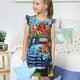 thumbnail image 4 of Balery Floral Truck Welcome Camisón de princesa para niñas, pijama de algodón con mangas abullonadas, suave y bonito.-X-Large, 4 of 6