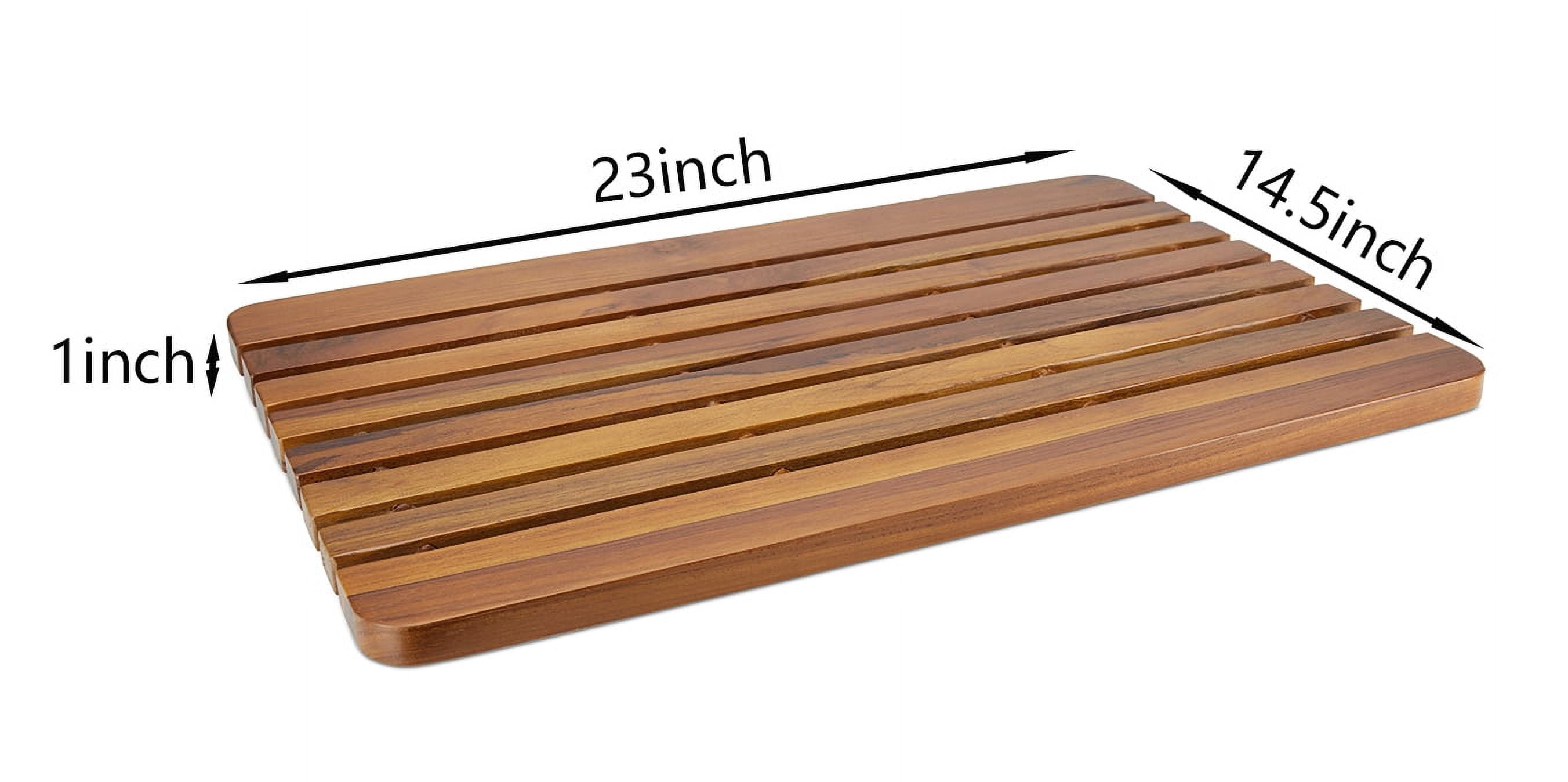 TeakCraft Teak Shower Mat, 24 Inch Non-Sliding Sauna, Spa, Bath Mat, The Troy