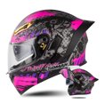 thumbnail image 2 of Casco de motocicleta para hombre aprobado por DOT, cascos abatibles con doble lente, casco de motocicleta retro vintage de cara completa, casco modular con doble lente, 2 of 5