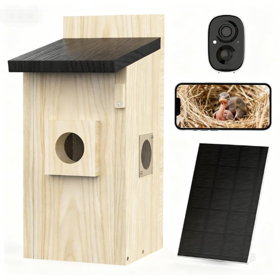 LapEasy Bird House with Camera - Wireless & Solar Powered, Watch Bird Nesting & Hatching in Real Time, 4MP Birdhouse Camera for Outdoors, AI Identify Bird Behavior, Gift for Birds Lovers