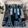 thumbnail image 2 of Homewish Fashion Eiffel Tower Teens Bed Sheets, Modern Zebra Cheetah Print King Sheets, Chic Navy Polkadots Sheet Set, Lightweight Room Decor, 4 Pieces, 2 of 7