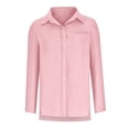 thumbnail image 2 of Outfmvch Women Linen Tops V Neck Blouses Button Down Shirts for Women Lapel Business Linen Shirts Trendy Tops Long Sleeve Fall Linen Flowing Blouse Pink 2XL, 2 of 5