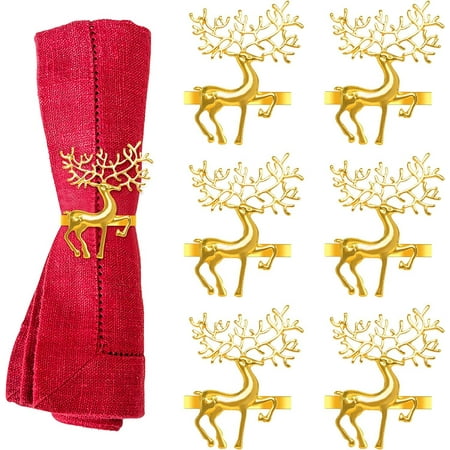 

Holiday Napkin Rings Chirstmas Gold Deer Napkin Holders Set of 12 Table Adornment for Wedding Party Table