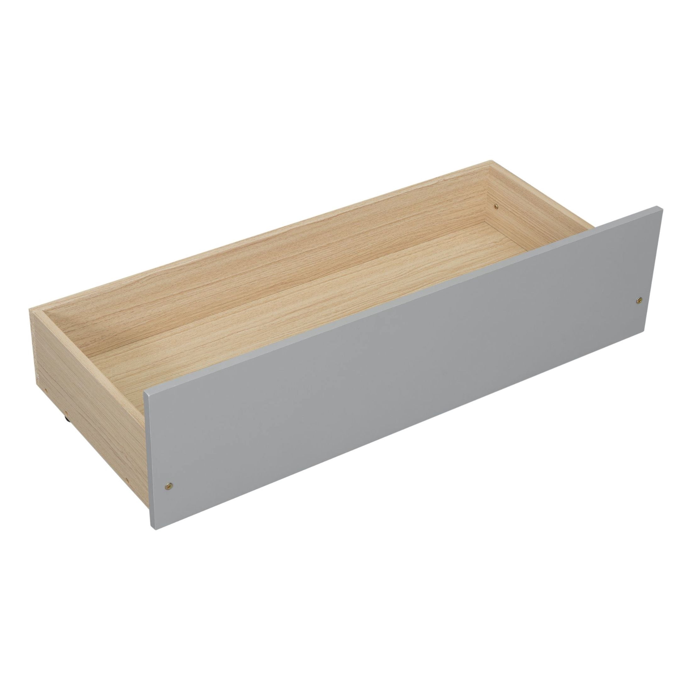 Noble House Twin L-Shaped Bookcase Bed, Pine Wood Frame with Power Outlets, Storage Drawers & Headboard Shelves, Grey