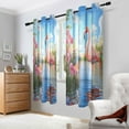 thumbnail image 2 of Yayeee Window Curtains Set of 2 for Living Room Light Filtering 63"x42", Realistic Pink Flamingo Flower, 2 of 7