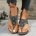 thumbnail image 4 of PEASKJP Platform Sandals Women Dressy Women’s One Band Ankle Strap Buckle Flat Sandals (Grey,8), 4 of 5