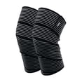 thumbnail image 1 of Vendas Para Elasticas Rodillas Gym Crossfit 1 Par Lab.G,  Negras rallas Blancas, 1 of 5