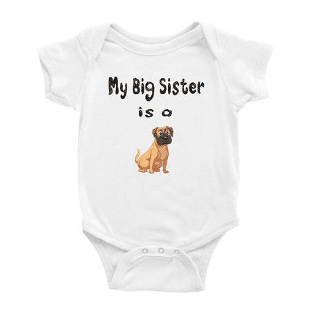 

My Big Sister Is A Bullmastiff Dog Funny Baby Clothing Bodysuits Boy Girl Unisex