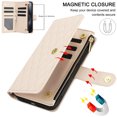 thumbnail image 6 of Wallet Case Compatible with iPhone 16e, Premium PU Leather Zipper Flip Folio Wallet RFID Blocking with Wrist Strap & Crossbody Strap Magnetic Closure Kickstand Protective Case, Apricot, 6 of 12