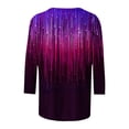 thumbnail image 4 of Summer Clothes Savings 2024! TAGOLD Womens Summer Tops,Women's Loose Mid-Length 3/4 Sleeve Bright Glitter Printed Round Neck Top T-Shirt, 4 of 5