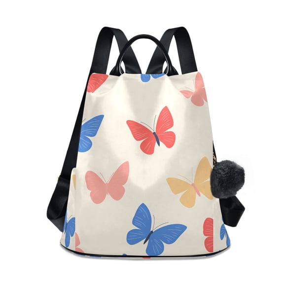 FORMRS Women's Travel Backpack Purse Anti-Theft Hidden Pockets Casual Shoulder Bag, Red Butterflies