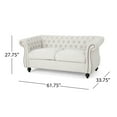 thumbnail image 3 of Loveseat Sofa, 62" Comfy Velvet Couch with Nailhead Accents, Tool-Free Setup Sofas for Living Room, Beige, 3 of 7