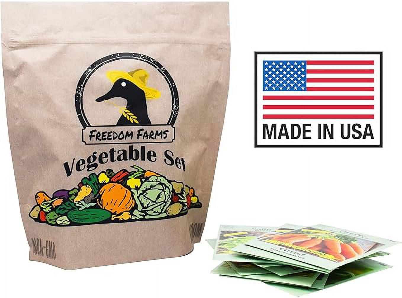 Black Duck Brand 50 Packs Assorted Heirloom Vegetable Seeds 50 Varieties Over 20,000 Heirloom Seeds, Includes Freedom Farms Vegetable Set Mylar Bag for Optimal Seed Storage! 100% Non-GMO