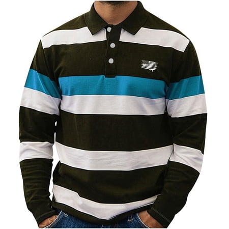 LMOIPLI Men s Long Sleeve Shirts Button Down Collared Casual Work Golf Shirts Fashion Color Block Pullover Tee Tops Sky Blue XL