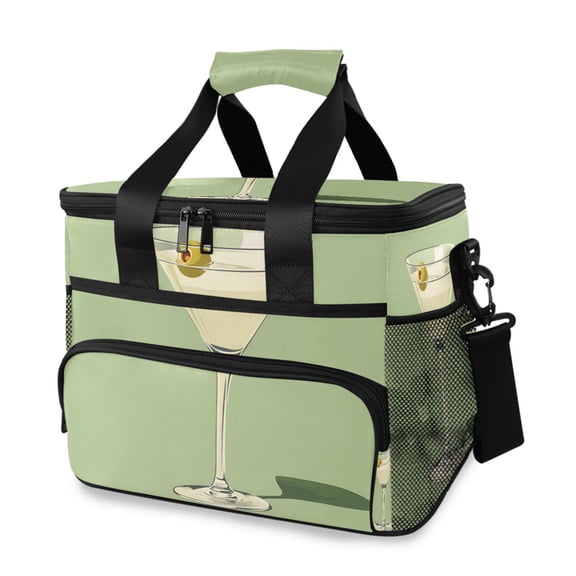 FORMRS Insulated Cooler Bag 24 Cans Capacity Soft Leakproof Lunch Box with Side Pockets, Light Green Martini
