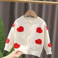 thumbnail image 2 of Odeerbi Toddler Girls Knit Cardigan Sweater Fall Winter Thermal Sweater 1-8 Years Patchwork Heart-shaped Loose Button Up Long Sleeve Sweater Cardigan Toddler Clothes Beige, 2 of 8