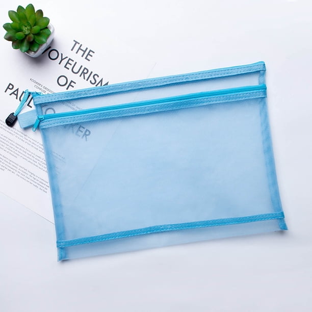 Estuche transparente de malla de doble capa con cremallera | Bolsa para guardar exámenes | Organizador de bolígrafos y marcadores para la escuela, la oficina y el hogar.
