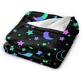 thumbnail image 2 of Mystical Bright Neon Sun Moon Star Blanket, Soft Blankets Flannel Bed Throw Cozy Lightweight Plush Gifts for Women Men Boys Girls Sofa Couch Bedroom Warm All Season, Home Decor, Small 50"x40", 2 of 6