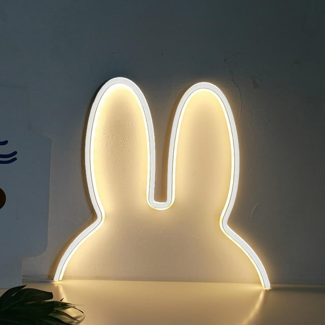 Creative LED Bunny Lamp USB Charging Dimmable Warm Night Light for White