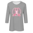 thumbnail image 4 of Alkepwun Womens Breast Cancer Awareness T Shirts Pink Ribbon Support T-Shirt Breast Cancer Shirt Inspirational Tees 3/4 Sleeve Tops, 4 of 4