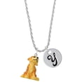 thumbnail image 1 of Delight Jewelry Resin Sitting Puppy Silvertone Script Initial Disc - Y - Charm Necklace, 20"+3", 1 of 4