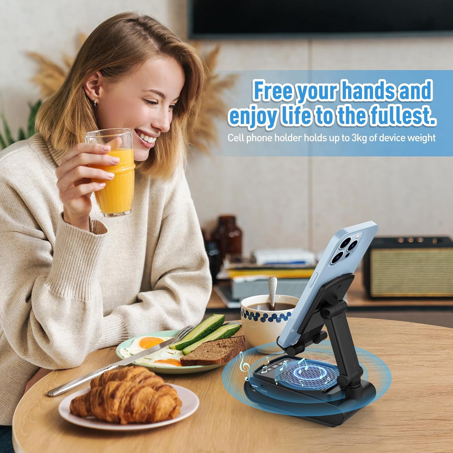 Pcs Wireless Bluetooth Speaker Cell Phone Stand - Unique Gifts for Men/Teens, White Elephant Stocking Stuffers