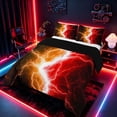 thumbnail image 2 of meiyoeat Neon Lightning Pattern Queen Comforter Sets for Boys, Electric Orange Red Print Bedding Set, Black Reversible 3-Piece, 1 Comforter and 2 Pillowcases, 2 of 6