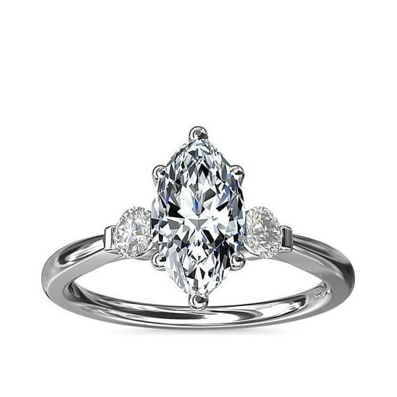 0.70 T.C.W Marquise Genuine Diamond Trendy Three Stone Ring for Women Solid 950 Platinum Size 7