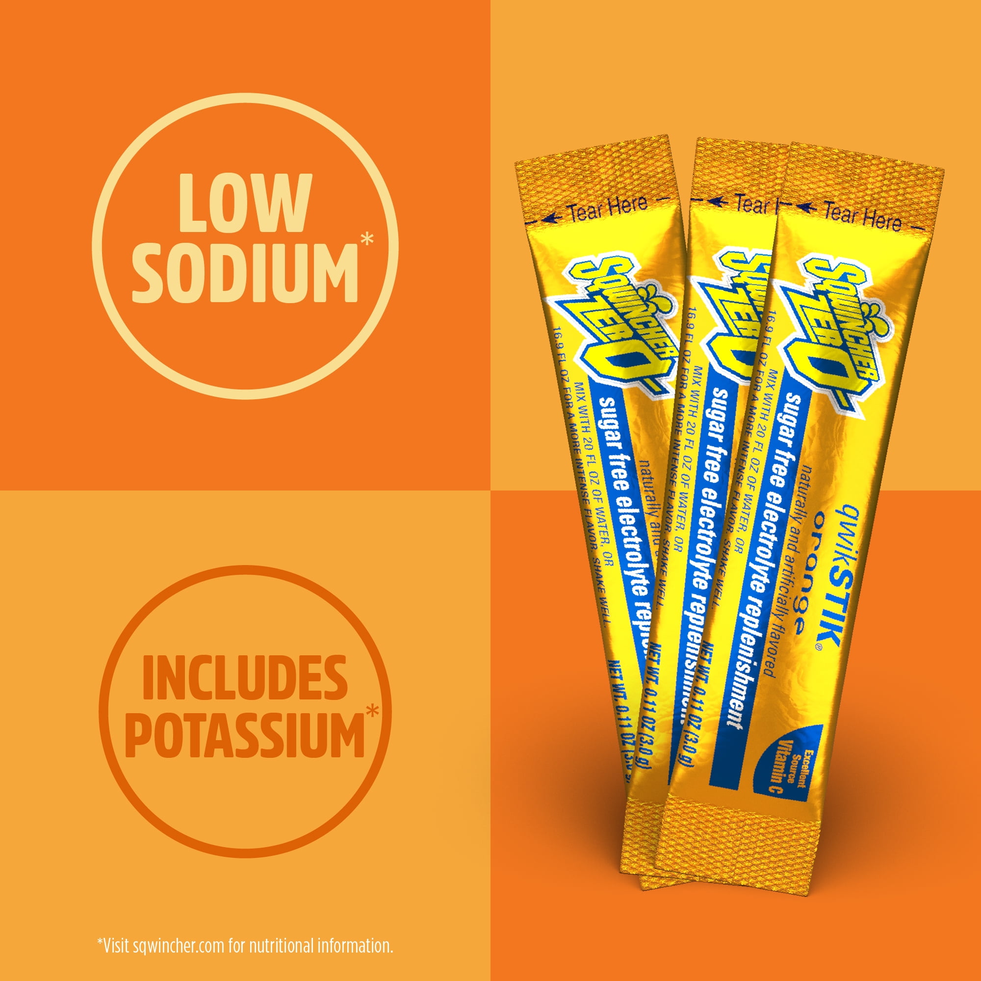 Sqwincher Zero Sugar Orange Electrolyte Powdered Beverage Mix