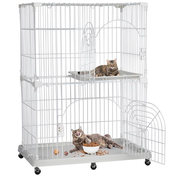2 Tier Wire Pet Cage Cat Pet Playpen Cat Cage Indoor Shelter Walmart