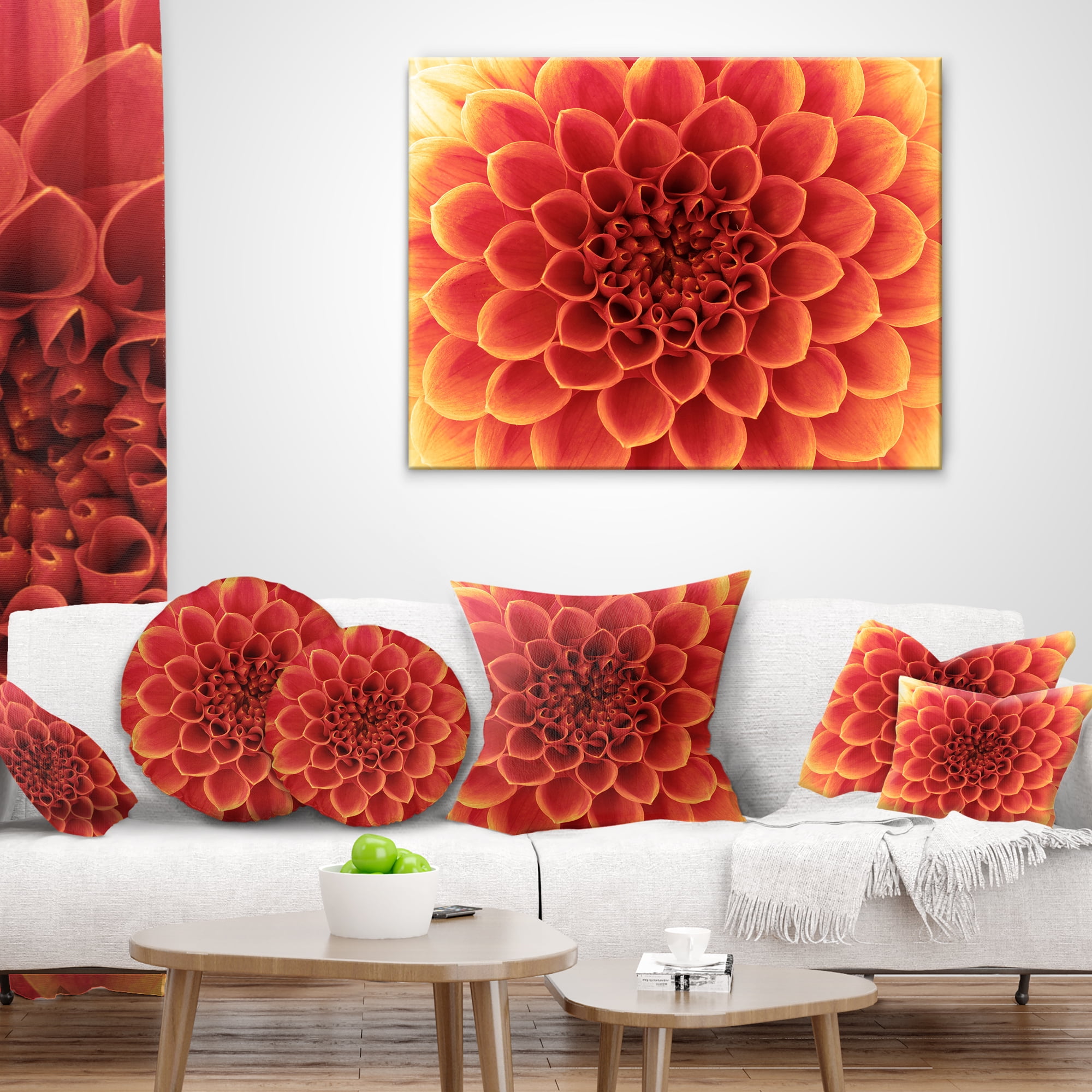 Designart Brown Flower with Dense Petals - Floral Photo Throw Pillow - 16x16